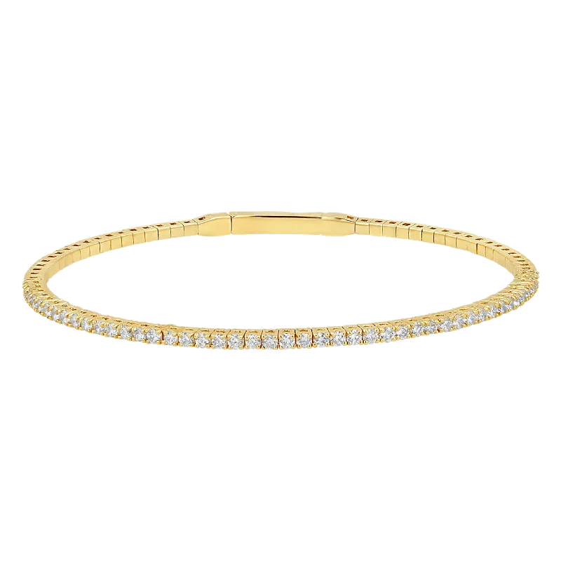 14K Yellow Gold 2ctw Diamond Flex Bangle