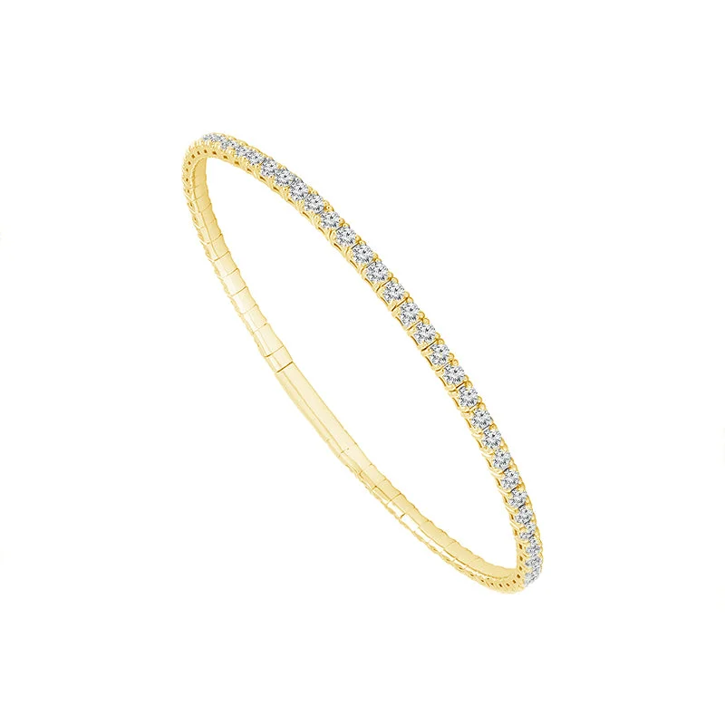 14K Yellow Gold 3.50ctw Natural Diamond Flex Bangle (Eternity)