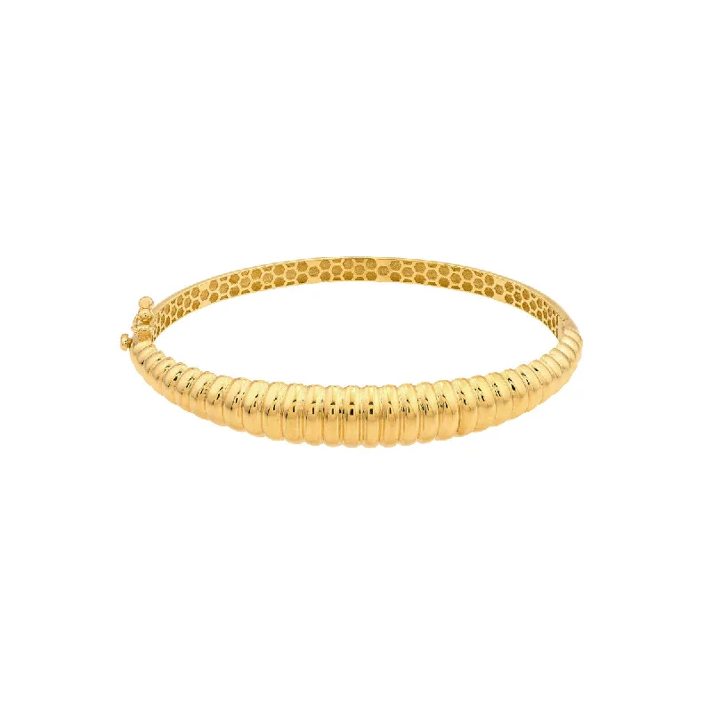 14K Yellow Gold Graduated Ribbed Bangle