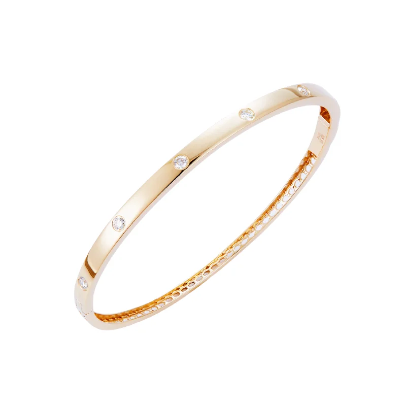 14K Yellow Gold Inlay Diamond Bangle