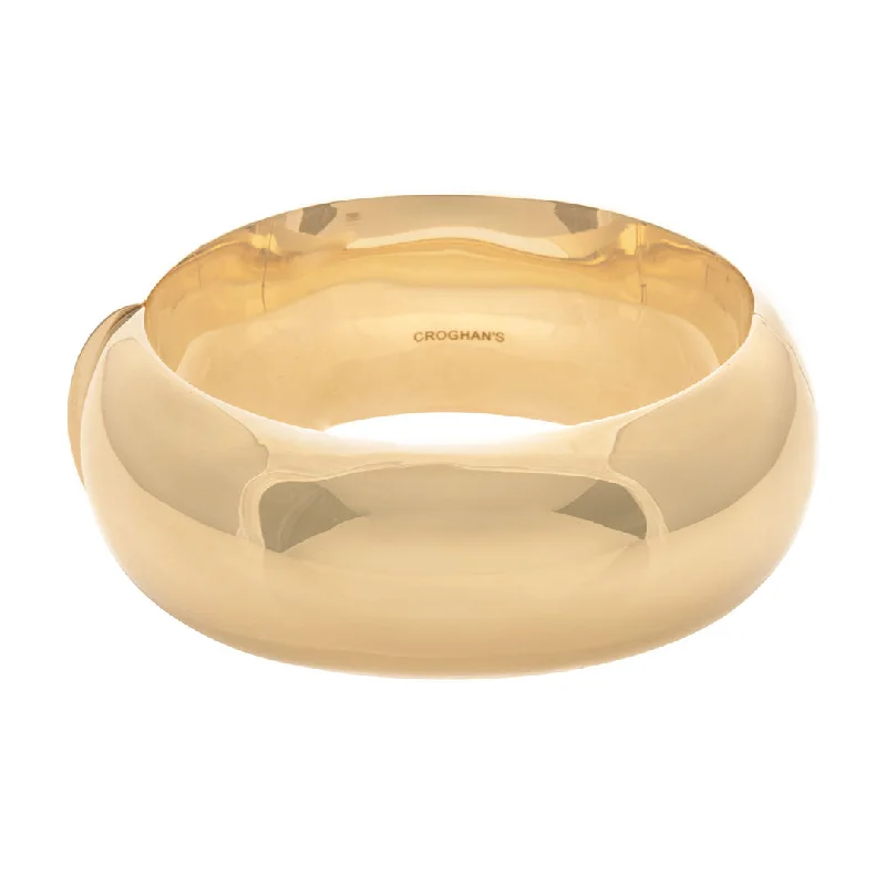 14K Yellow Gold Italian 24mm Wide Dome Bangle