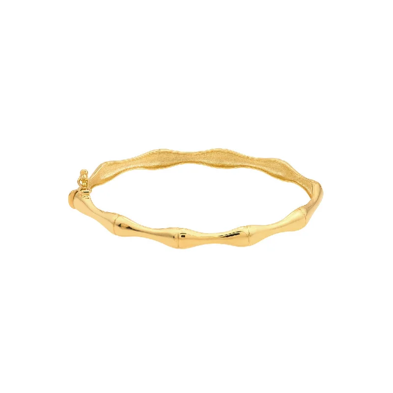 14K Yellow Gold Polished Bamboo Bangle