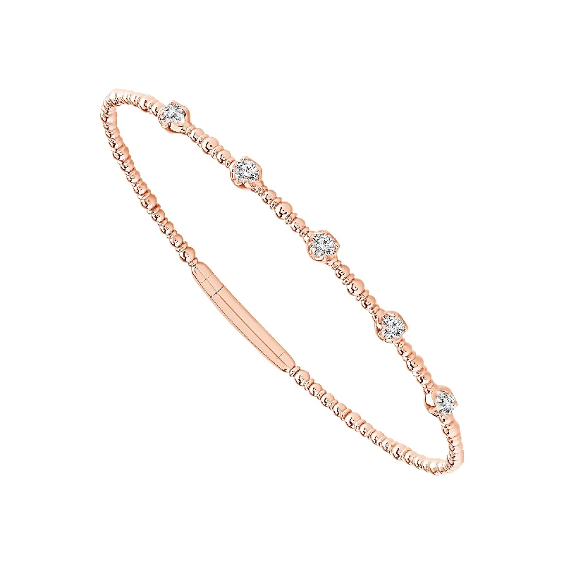 14K Rose Gold Bezel Set Diamond Flex Bangle