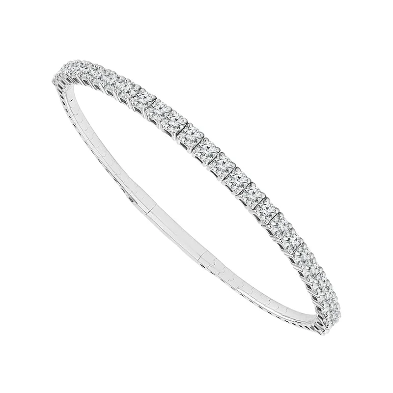 14K White Gold 3ctw Diamond Flex Bangle