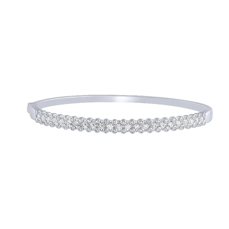 14K White Gold 1.50Ct Diamond Bangle