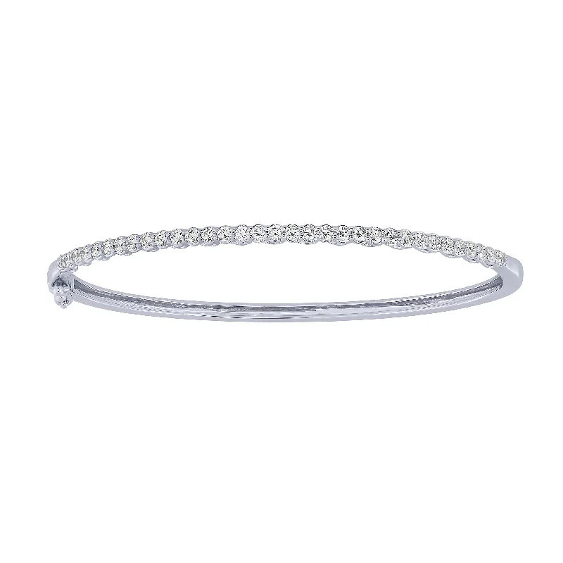 14K White Gold 1Ct Diamond Bangle