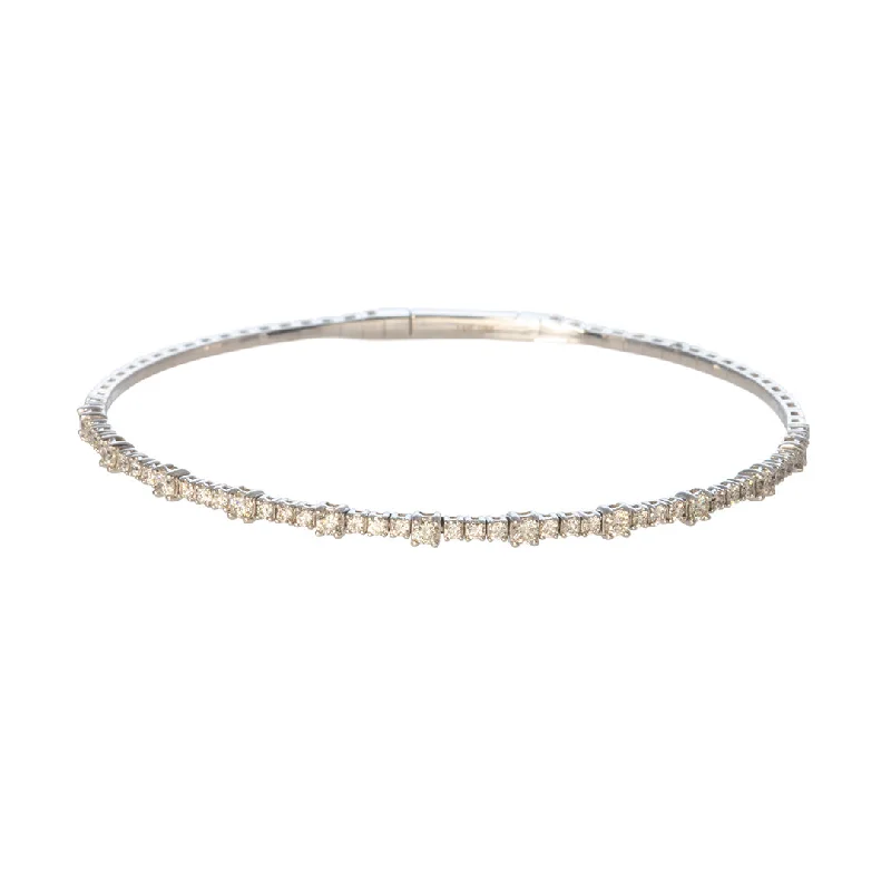 1ct Diamond 14K White Gold Flexible Bangle