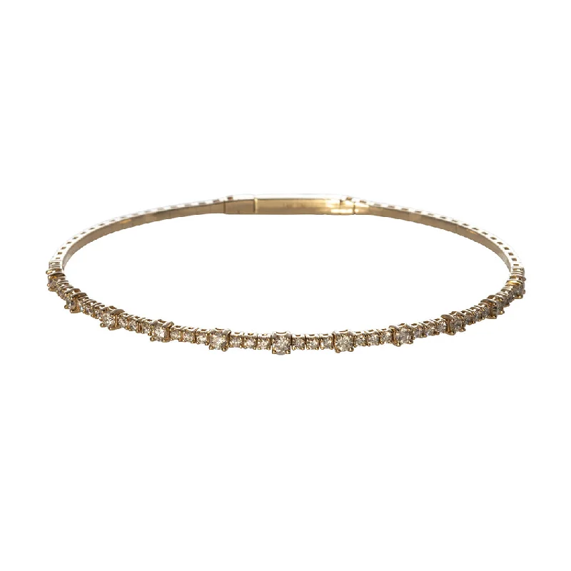 1ct Diamond 14K Yellow Gold Flexible Bangle