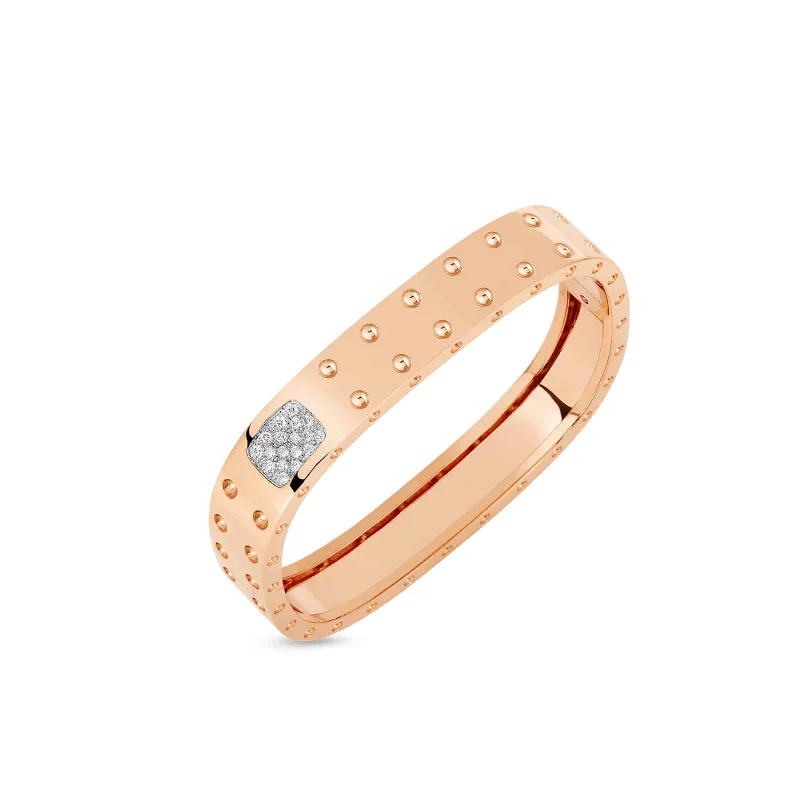 2 Row Square Bangle with Diamonds