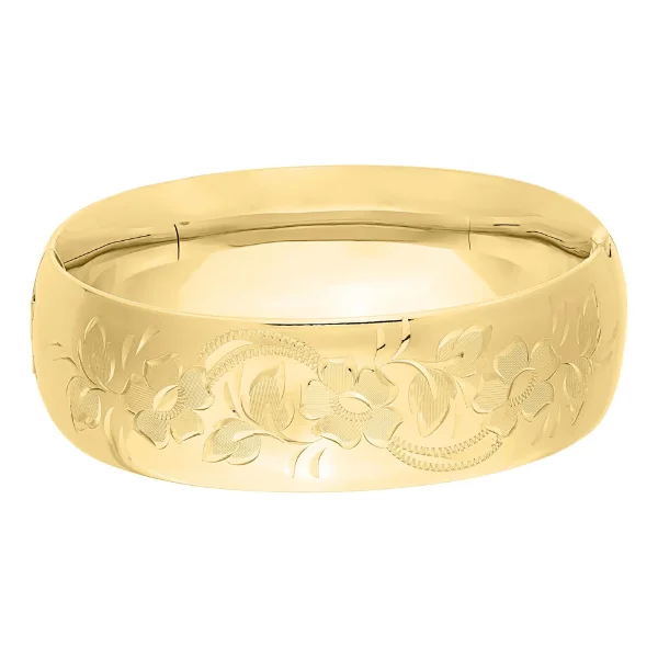 21mm Gold Filled Floral Bangle