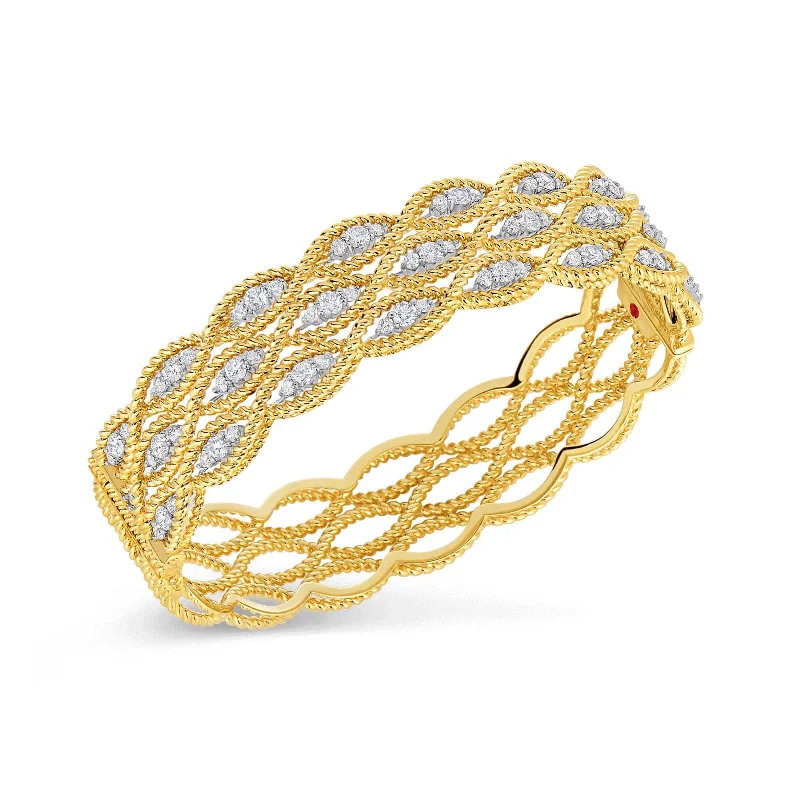 3 Row Bangle with Diamonds