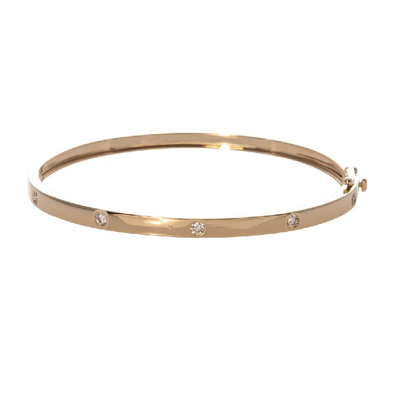 .30ct Diamond Flush Set 14K Yellow Gold Bangle