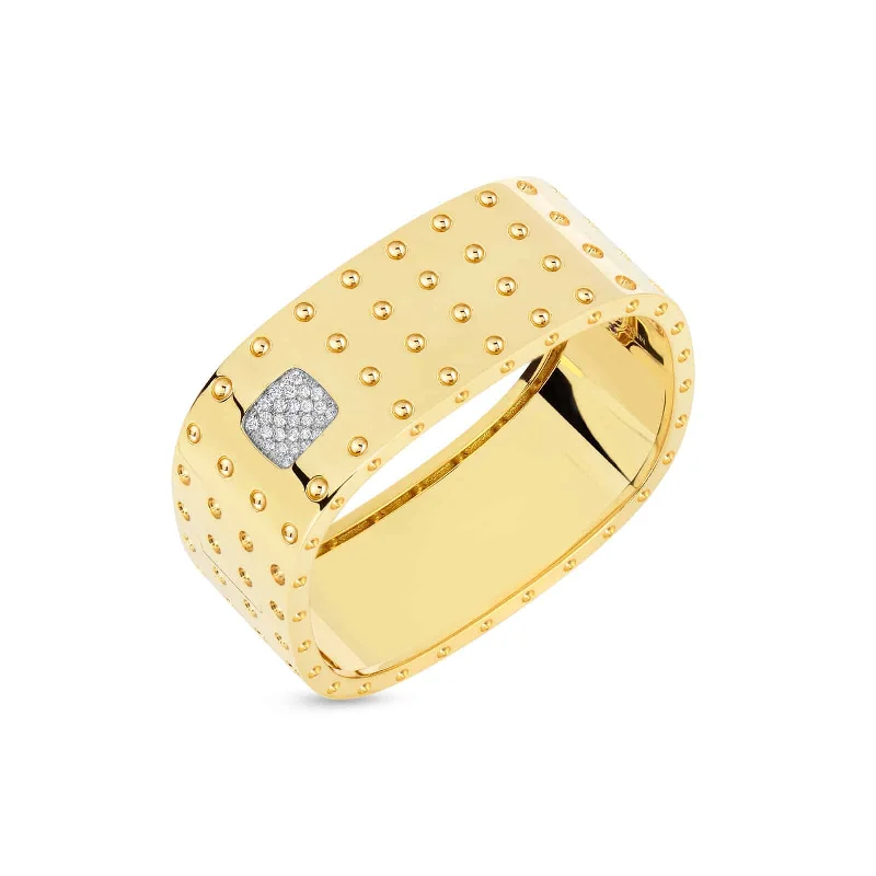 4 Row Square Bangle with Diamonds