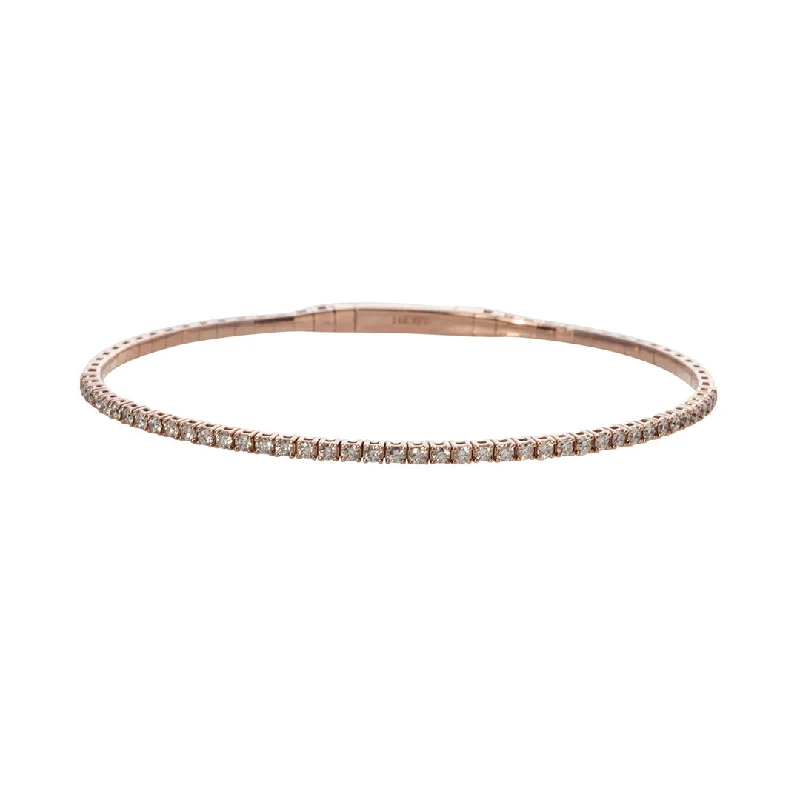 .72ct Diamond 14K Rose Gold Flexible Tennis Bangle