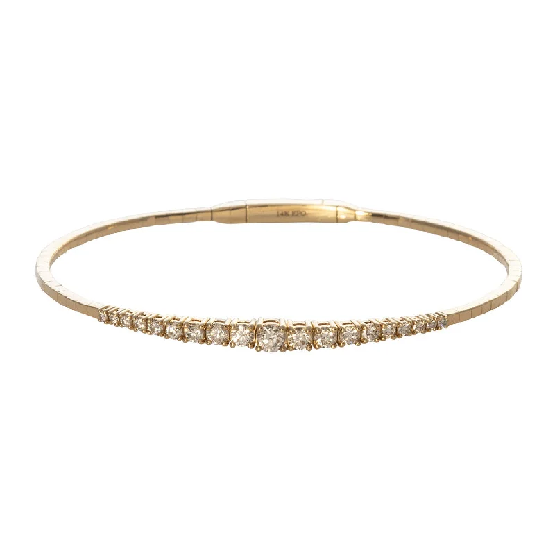 .85ctw Graduated Diamond 14K Yellow Gold Flex Bangle