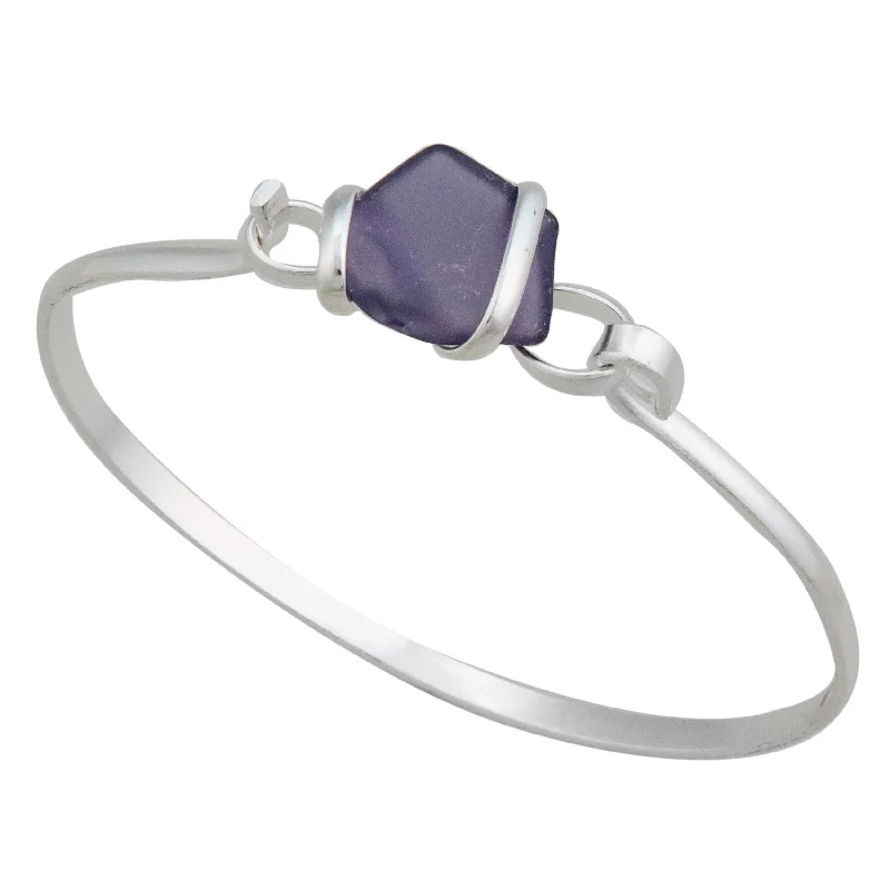 Purple Pompano Beach Glass Bangle with Latch