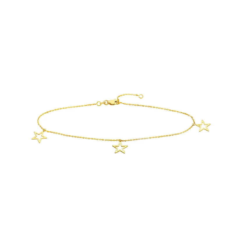 Star Trio Adjustable Anklet