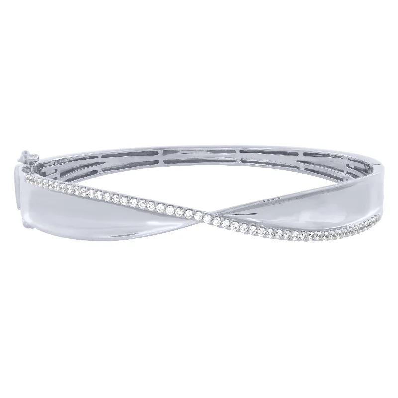 Sterling Silver 3/4Ctw Diamond Bangle