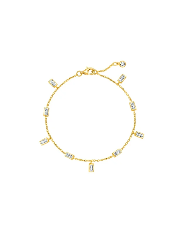 Baguette Anklet Finished in 18kt Yellow Gold