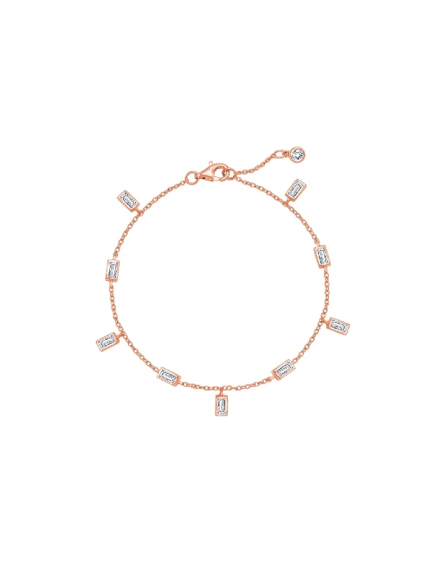 Baguette Anklet Finished in 18kt Rose Gold