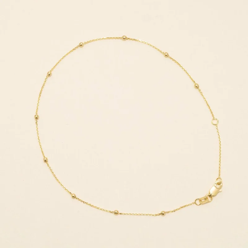 Beaded Anklet in 14kt Yellow Gold