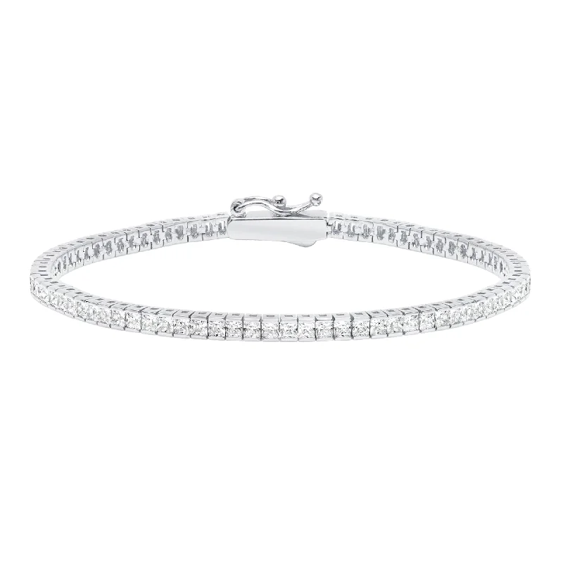 Brilliant Square Princess Cut 2mm Tennis Anklet