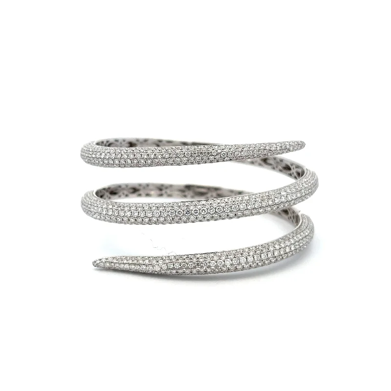 Diamond 3-Row Pave Set Flexible Bangle