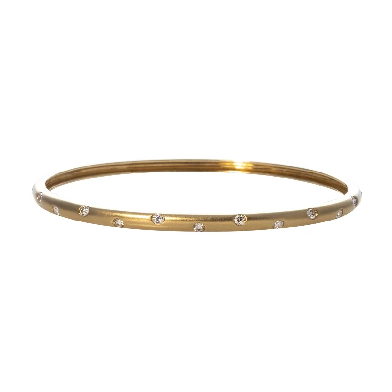 Diamond Flush Set 14K Yellow Gold Bangle