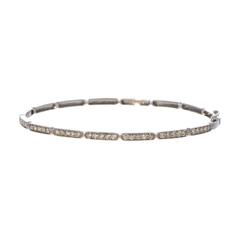 .70ctw Diamond Pavé Milgrain 14K White Gold Bangle