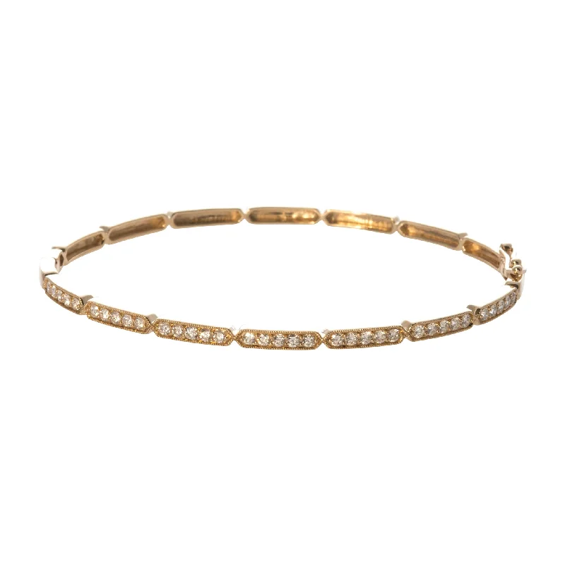 .70ctw Diamond Pavé Milgrain 14K Yellow Gold Bangle