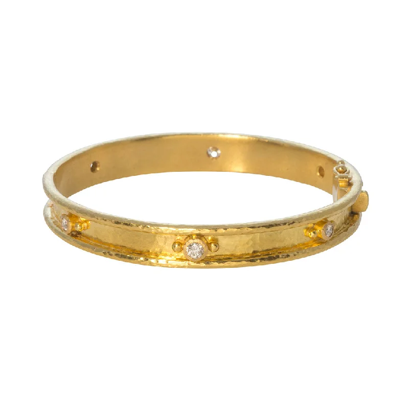 Elizabeth Locke Flat Thin Bangle with Diamonds