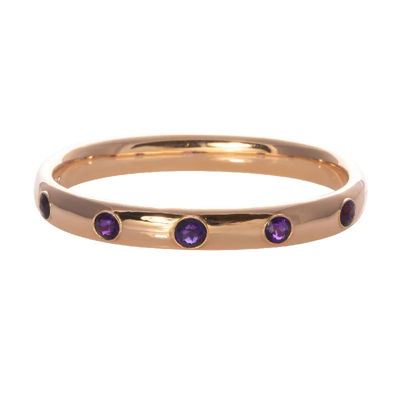 Estate Amethyst 5 Stone 14K Gold Slip On Bangle