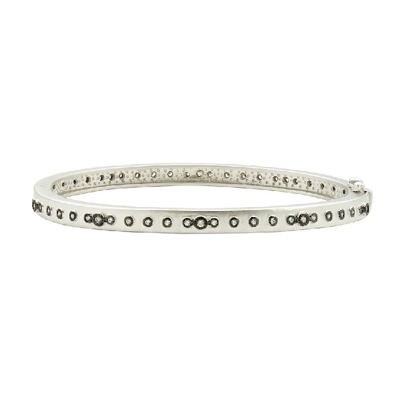 Freida Rothman Mini Stud Bezel Stone Eternity Hinge Bangle