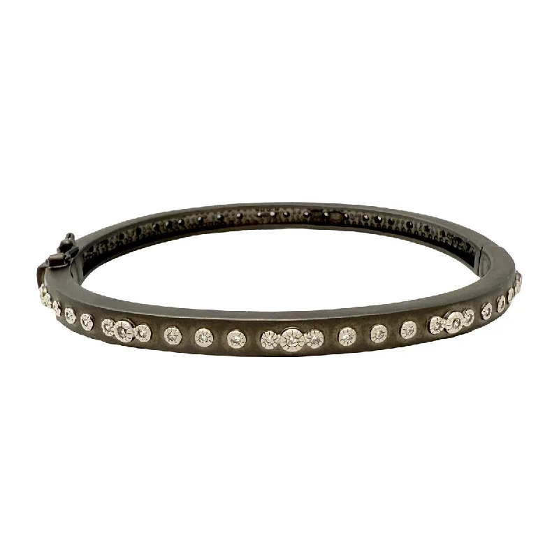 Freida Rothman Mini Stud Bezel Stone Eternity Hinged Bangle