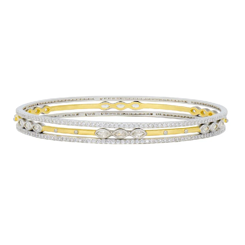 Freida Rothman Signature Marquise Station 3 Stack Bangle