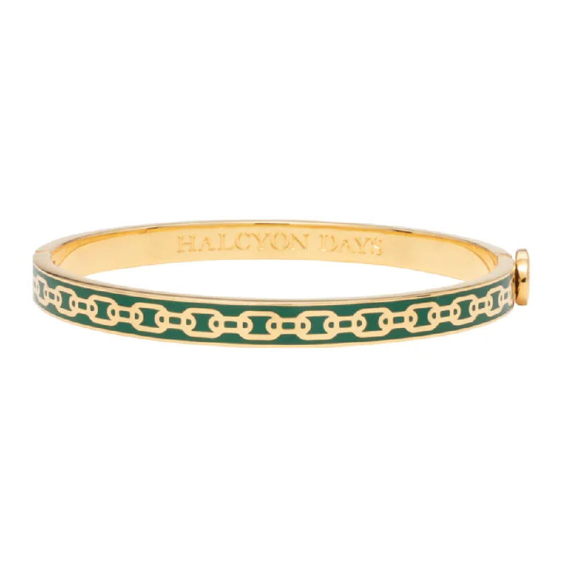 Halcyon Days 6mm Skinny Chain Gold Hinged Enamel Bangle