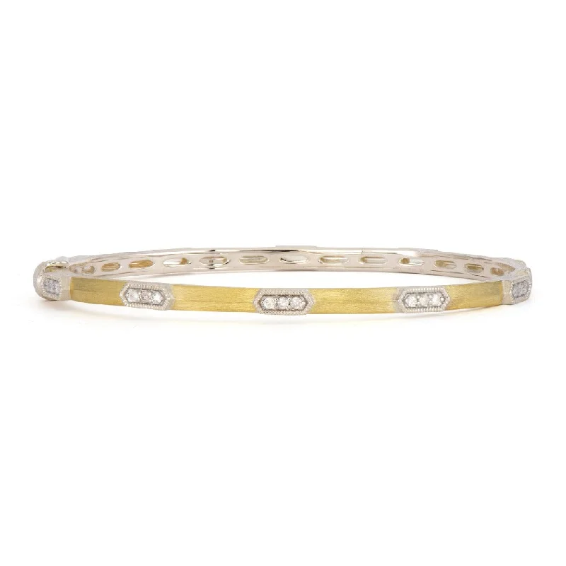 Jude Frances Mixed Metal Diamond Elongated Hexagon Bangle