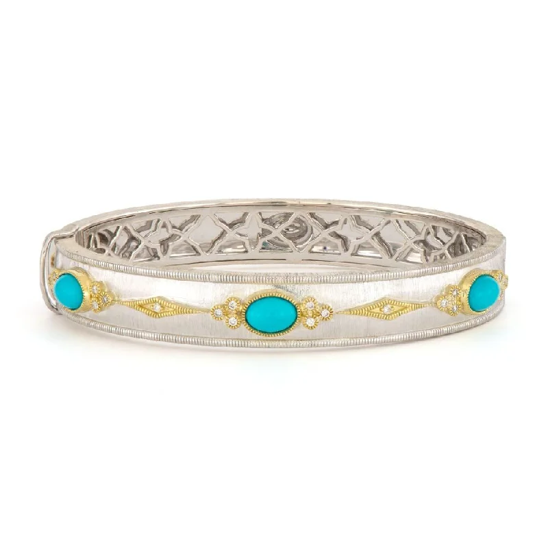 Jude Frances Mixed Metal Oval Turquoise Bangle