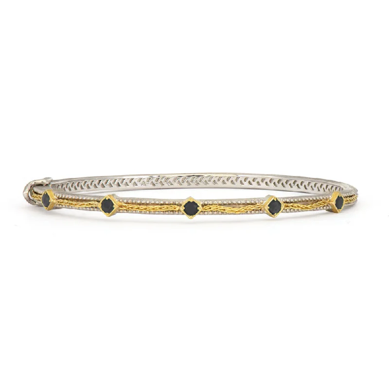 Jude Frances Mixed Metal Woven Rope Topaz Kite Bangle