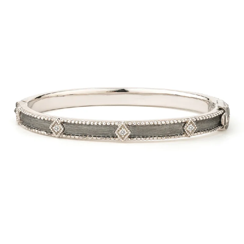 Jude Frances Blackened Silver Lisse Simple Kite Shape Bangle