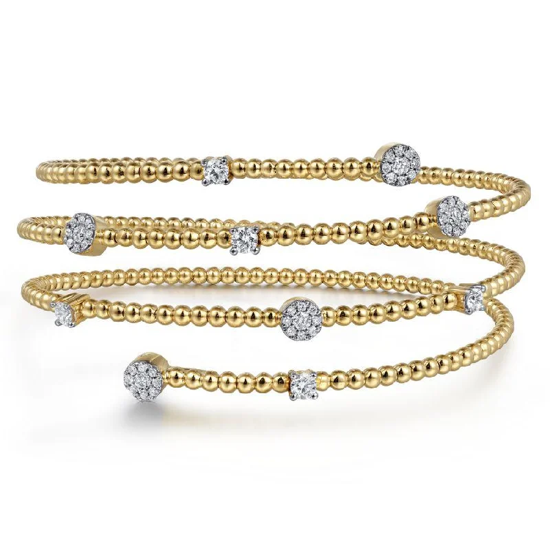 14K Yellow Gold Bujukan Wrap Diamond Bangle