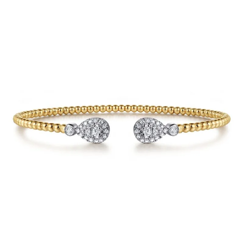 14K White and Yellow Gold Diamond Bujukan Bangle