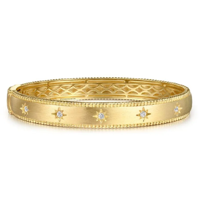 14K Yellow Gold Starset Diamond Bangle