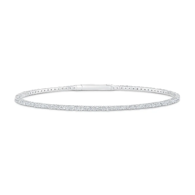 14K White Gold Diamond Flex Bangle