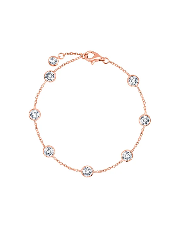 Large Bezel Station Anklet Finished in 18kt Rose Gold