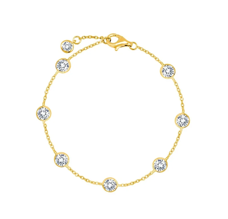 Large Bezel Set Anklet in Gold