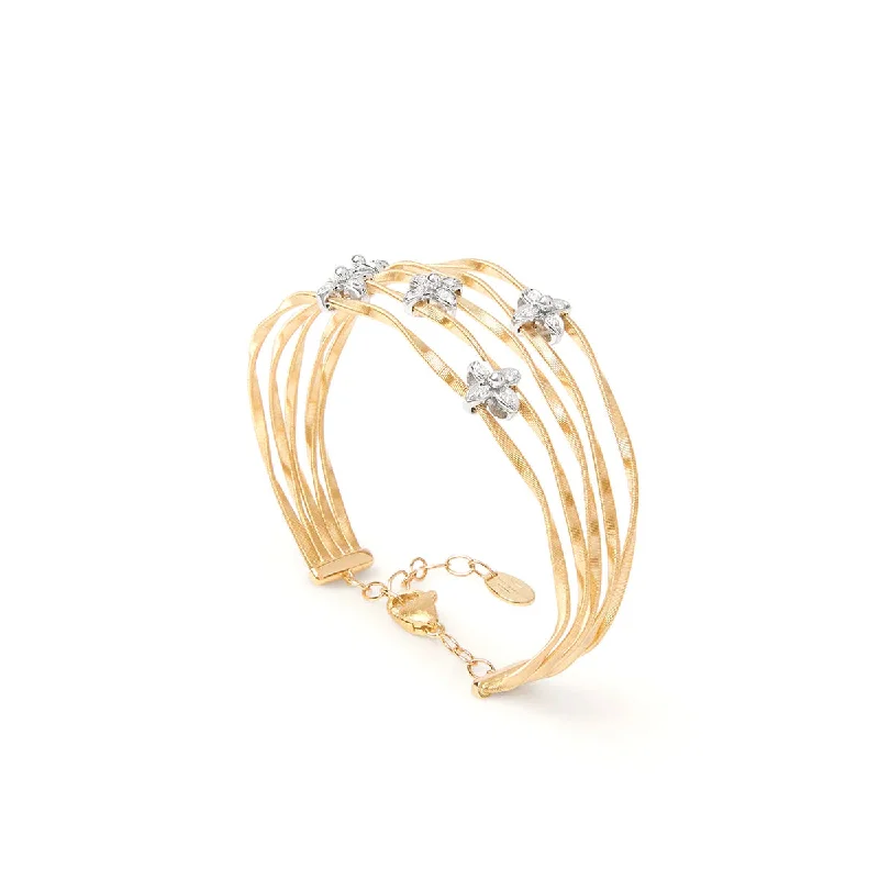 Marco Bicego Marrakech Onde Five-Strand Bangle with Floral Diamonds