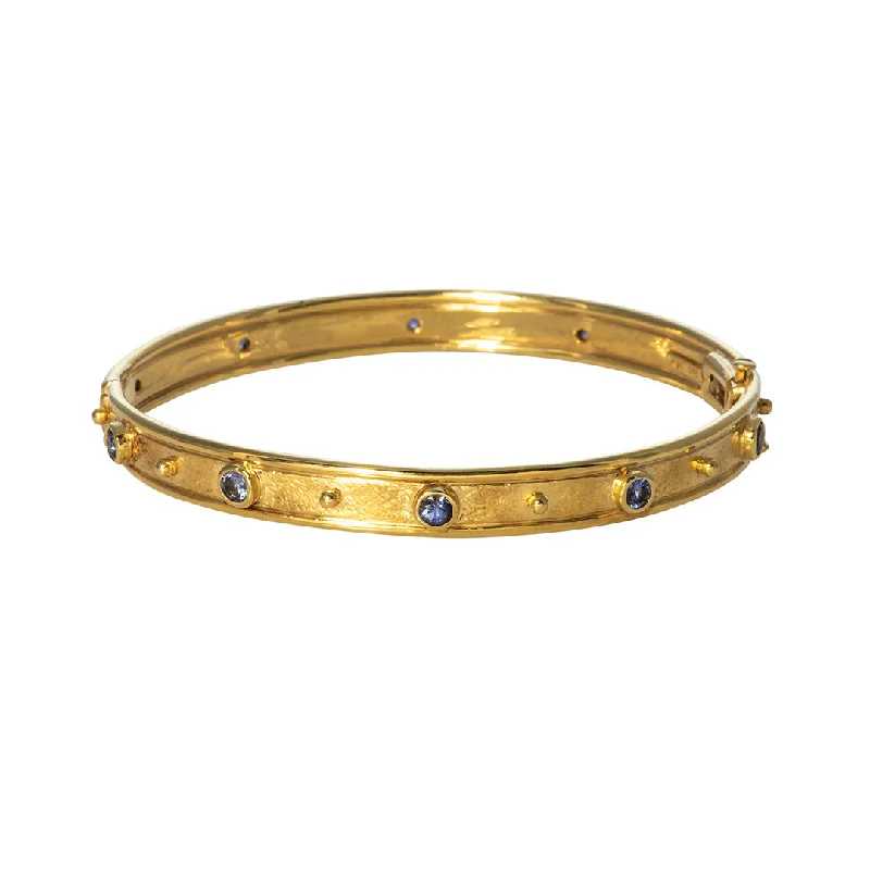 Mazza Blue Sapphire 14K Yellow Gold Bangle