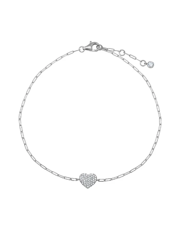 Heart Anklet in Platinum