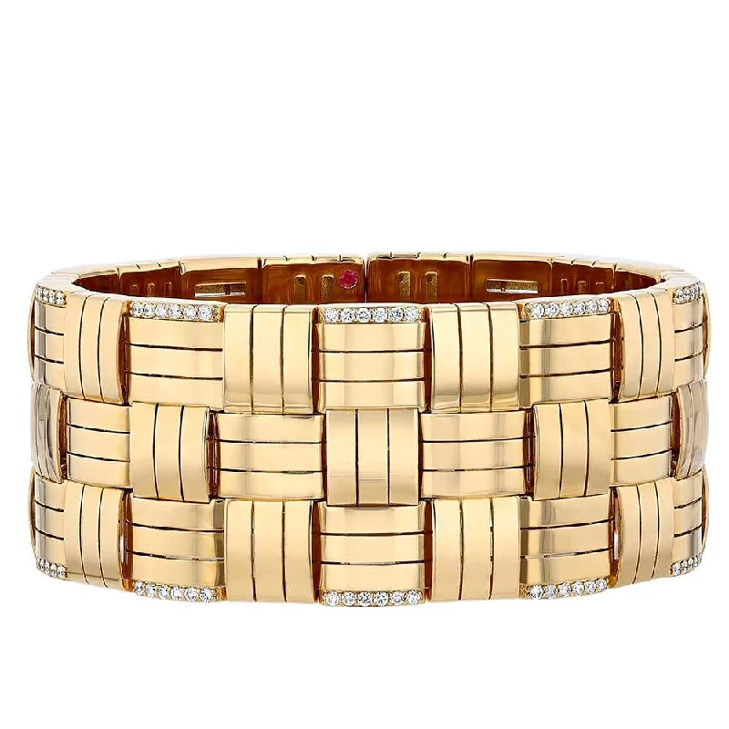 Roberto Coin Veneto Wide Accent Woven Three Row Bangle